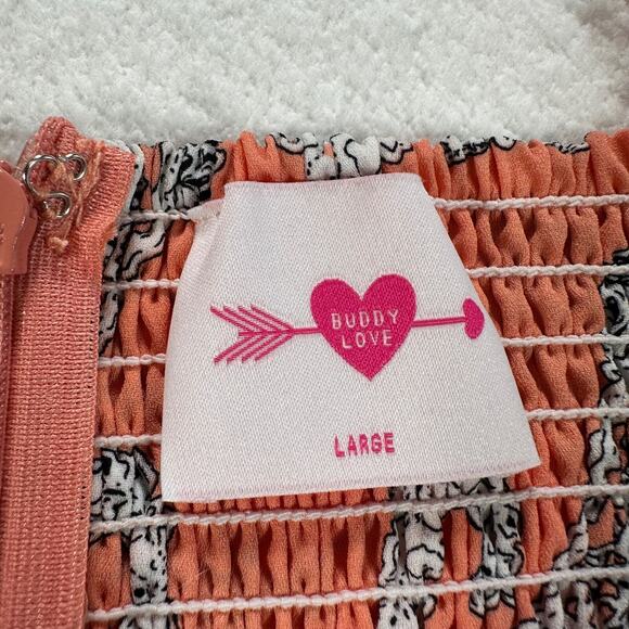 Buddy Love Dress Women's Large Orange Paisley Smocked Spaghetti Strap Ruffle Hem - Picture 4 of 11